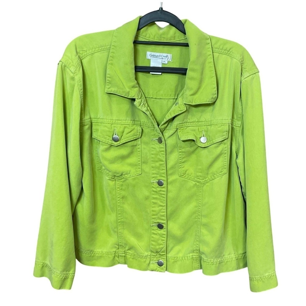 Coldwater Creek Lime Green Tencel Button Front Jacket Women PL